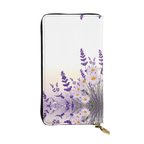 Geldbörse mit Lavendelblüte, vollständig bedrucktes Design, strapazierfähiges Kunstleder, Metall-Reißverschluss, mehrere Kartenfächer und Geldfach, perfekt für elegante Männer oder Frauen, ein von RTCVXZDSA
