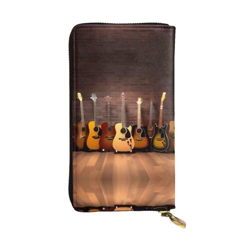 Guitar Collection Ledergeldbörse – vollständig bedrucktes Design, strapazierfähiges Kunstleder, Metall-Reißverschluss, mehrere Kartenfächer und Geldfach, perfekt für elegante Männer oder Frauen, ein von RTCVXZDSA