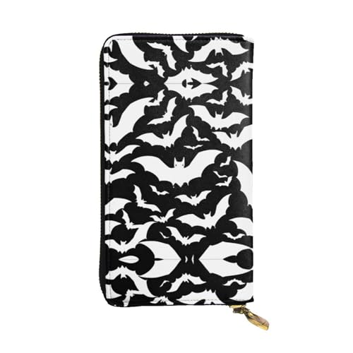 Halloween-Geldbörse aus Leder mit fliegenden Fledermäusen – vollständig bedrucktes Design, strapazierfähiges Kunstleder, Metall-Reißverschluss, mehrere Kartenfächer und Geldfach, perfekt für elegante von RTCVXZDSA