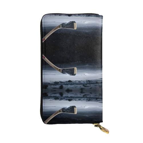 Hockeyschläger-Geldbörse aus Leder – vollständig bedrucktes Design, strapazierfähiges Kunstleder, Metall-Reißverschluss, mehrere Kartenfächer und Geldfach, perfekt für elegante Männer oder Frauen, ein von RTCVXZDSA