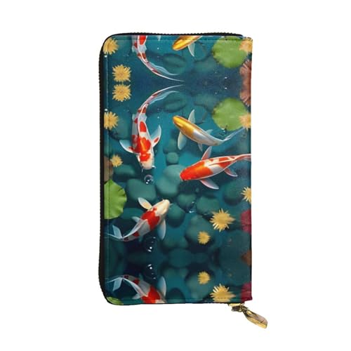 Japanische Geldbörse aus hübschem Fischleder – vollständig bedrucktes Design, strapazierfähiges Kunstleder, Metall-Reißverschluss, mehrere Kartenfächer und Geldfach, perfekt für elegante Männer oder von RTCVXZDSA