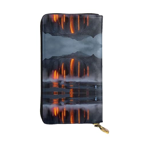 Kilauea Geldbörse aus Vulkanleder, vollständig bedrucktes Design, strapazierfähiges Kunstleder, Metall-Reißverschluss, mehrere Kartenfächer und Geldfach, perfekt für elegante Männer oder Frauen, ein von RTCVXZDSA
