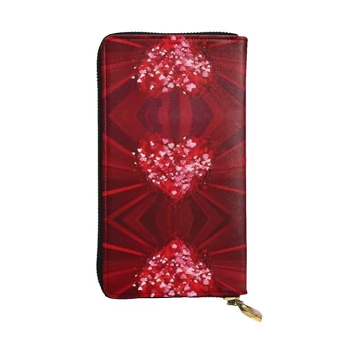 Leder-Geldbörse mit Aufschrift "Happy Valentine's Day" – vollständig bedrucktes Design, strapazierfähiges Kunstleder, Metall-Reißverschluss, mehrere Kartenfächer und Geldfach, perfekt für elegante von RTCVXZDSA