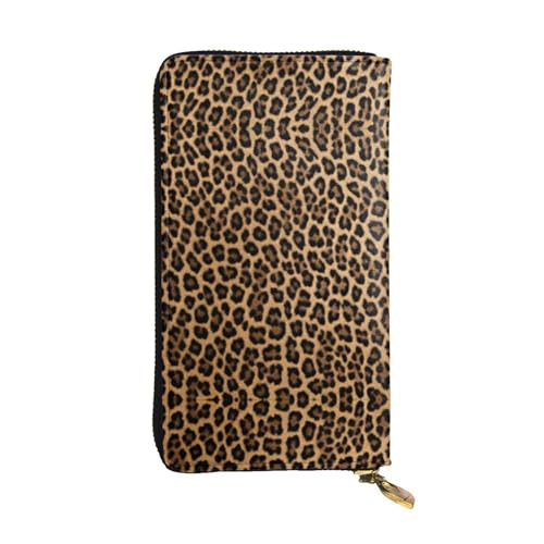 Ledergeldbörse mit Leopardenmuster – vollständig bedrucktes Design, strapazierfähiges Kunstleder, Metall-Reißverschluss, mehrere Kartenfächer und Geldfach, perfekt für elegante Männer oder Frauen, ein von RTCVXZDSA