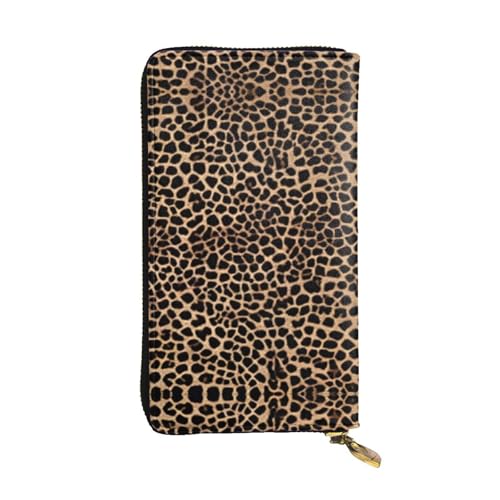Ledergeldbörse mit Leopardenmuster – vollständig bedrucktes Design, strapazierfähiges Kunstleder, Metall-Reißverschluss, mehrere Kartenfächer und Geldfach, perfekt für elegante Männer oder Frauen, ein von RTCVXZDSA