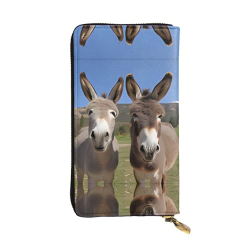 Lustige Esel-Geldbörse aus Leder – vollständig bedrucktes Design, strapazierfähiges Kunstleder, Metall-Reißverschluss, mehrere Kartenfächer und Geldfach, perfekt für elegante Männer oder Frauen, ein von RTCVXZDSA