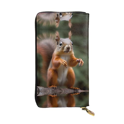 Lustige Geldbörse aus Eichhörnchenleder – vollständig bedrucktes Design, strapazierfähiges Kunstleder, Metall-Reißverschluss, mehrere Kartenfächer und Geldfach, perfekt für elegante Männer oder Frauen von RTCVXZDSA