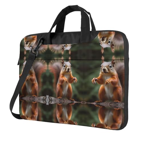 Lustige Tier Eichhörnchen Stilvolle Laptoptasche mit Volldruck Design - Leichte und schützende 600D Oxford Polyester Tasche mit weichem Futter, perfekt für Arbeit, Reisen & Schule, Schwarz , 15.6 inch von RTCVXZDSA
