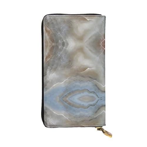 Onyx Stone Geldbörse aus hellblauem Leder – vollständig bedrucktes Design, strapazierfähiges Kunstleder, Metall-Reißverschluss, mehrere Kartenfächer und Geldfach, perfekt für elegante Männer oder von RTCVXZDSA