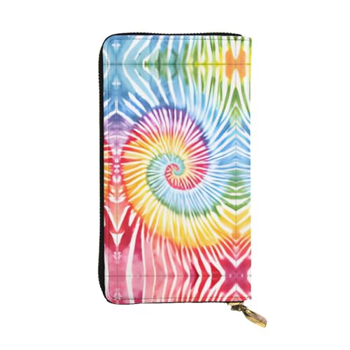 RTCVXZDSA Batikleder-Geldbörse – vollständig bedrucktes Design, strapazierfähiges Kunstleder, Metall-Reißverschluss, mehrere Kartenfächer und Geldfach, perfekt für elegante Männer oder Frauen, ein von RTCVXZDSA