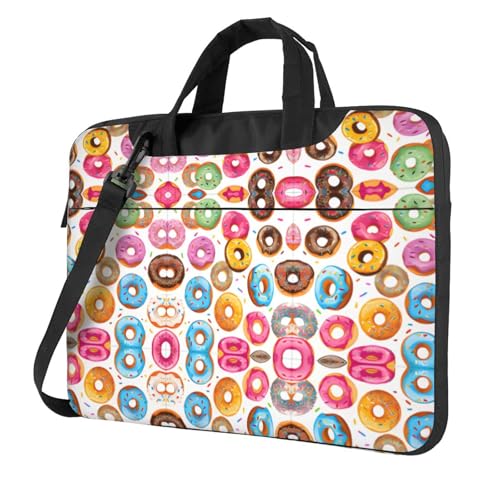 RTCVXZDSA Donut Stilvolle Laptoptasche mit Volldruck-Design – leichte und schützende 600D Oxford-Polyester-Tasche mit weichem Futter, perfekt für Arbeit, Reisen und Schule, Schwarz , 14 inch von RTCVXZDSA