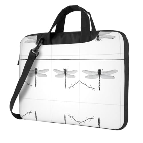 RTCVXZDSA Dragonfly Stilvolle Laptoptasche mit Volldruck-Design - Leichte und schützende 600D Oxford Polyester Tasche mit weichem Futter, perfekt für Arbeit, Reisen & Schule, Schwarz , 13 inch von RTCVXZDSA