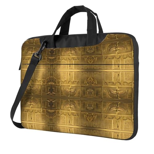 RTCVXZDSA Egypt Hieroglyphics Stilvolle Laptoptasche mit Volldruck-Design – leichte und schützende 600D Oxford Polyester Tasche mit weichem Futter, perfekt für Arbeit, Reisen und Schule, Schwarz von RTCVXZDSA