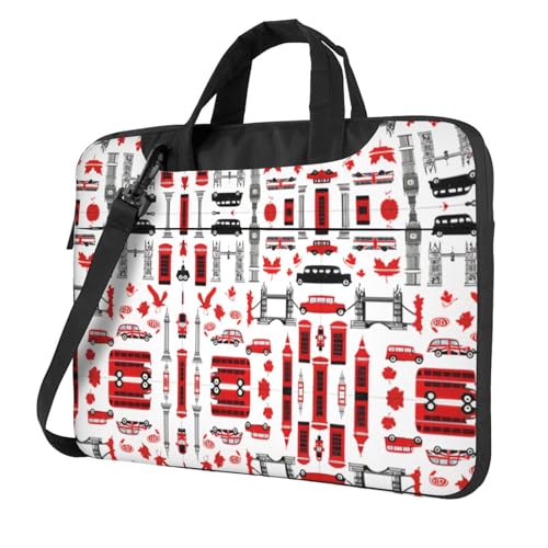 RTCVXZDSA England Symbols Stilvolle Laptoptasche mit Volldruck-Design – leichte und schützende 600D Oxford Polyester Tasche mit weichem Futter, perfekt für Arbeit, Reisen und Schule, Schwarz , 13 inch von RTCVXZDSA