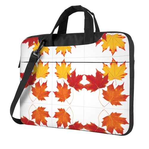 RTCVXZDSA Fall Leaf Stilvolle Laptoptasche mit Volldruck-Design, leichte und schützende 600D Oxford Polyester Tasche mit weichem Futter, perfekt für Arbeit, Reisen und Schule, Schwarz , 13 inch von RTCVXZDSA