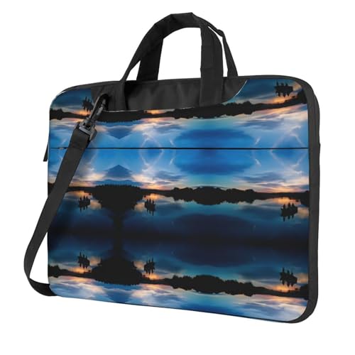 RTCVXZDSA Fishing Scenic Stilvolle Laptoptasche mit Volldruck-Design – leichte und schützende 600D-Oxford-Polyester-Tasche mit weichem Futter, perfekt für Arbeit, Reisen und Schule, Schwarz , 15.6 von RTCVXZDSA