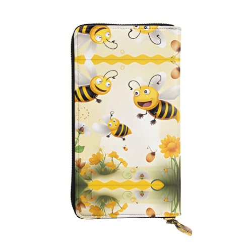 RTCVXZDSA Flying Bees Geldbörse aus Leder – voll bedrucktes Design, strapazierfähiges Kunstleder, Metall-Reißverschluss, mehrere Kartenfächer und Geldfach, perfekt für elegante Männer oder Frauen, ein von RTCVXZDSA