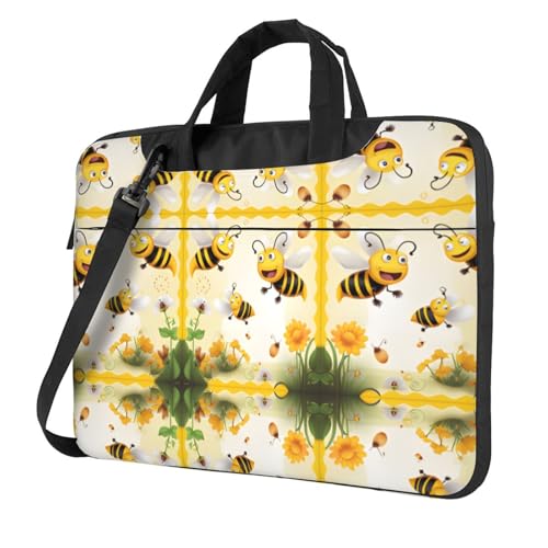 RTCVXZDSA Flying Bees Stilvolle Laptoptasche mit Volldruck-Design - Leichte und schützende 600D Oxford Polyester Tasche mit weichem Futter, perfekt für Arbeit, Reisen & Schule, Schwarz , 13 inch von RTCVXZDSA