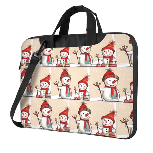 RTCVXZDSA Frohe Weihnachten Niedliche Schneemann Stilvolle Laptoptasche mit Volldruck Design - Leichte und schützende 600D Oxford Polyester Tasche mit weichem Futter, perfekt für Arbeit, Reisen von RTCVXZDSA
