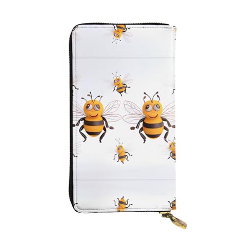 RTCVXZDSA Funny Bees Ledergeldbörse – voll bedrucktes Design, strapazierfähiges Kunstleder, Metall-Reißverschluss, mehrere Kartenfächer und Geldfach, perfekt für elegante Männer oder Frauen, ein von RTCVXZDSA