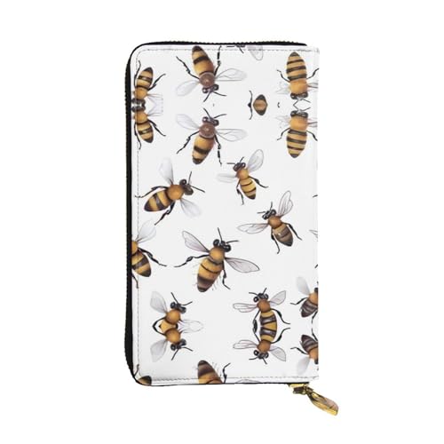 RTCVXZDSA Funny Bees Ledergeldbörse – voll bedrucktes Design, strapazierfähiges Kunstleder, Metall-Reißverschluss, mehrere Kartenfächer und Geldfach, perfekt für elegante Männer oder Frauen, ein von RTCVXZDSA