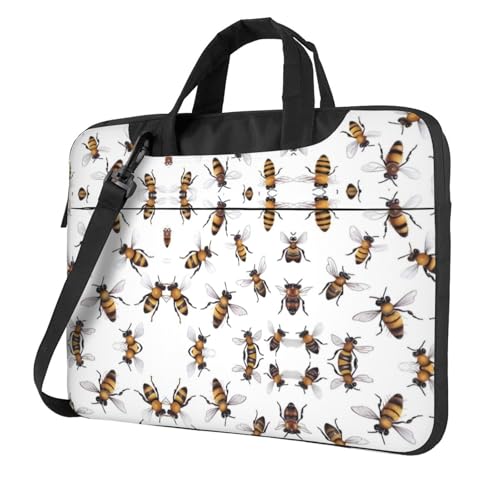 RTCVXZDSA Funny Bees Stilvolle Laptoptasche mit Volldruck-Design - Leichte und schützende 600D Oxford Polyester Tasche mit weichem Futter, perfekt für Arbeit, Reisen & Schule, Schwarz , 14 inch von RTCVXZDSA