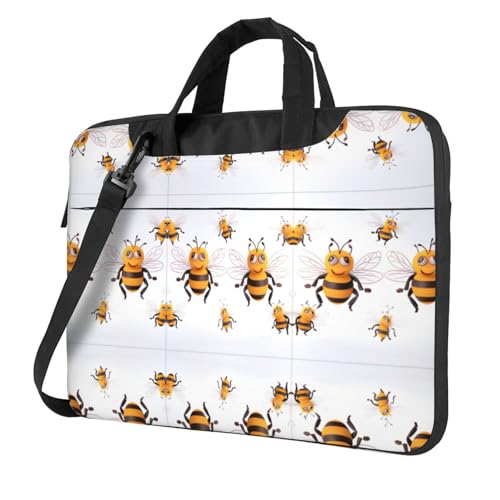 RTCVXZDSA Funny Bees Stilvolle Laptoptasche mit Volldruck-Design - Leichte und schützende 600D Oxford Polyester Tasche mit weichem Futter, perfekt für Arbeit, Reisen & Schule, Schwarz , 14 inch von RTCVXZDSA
