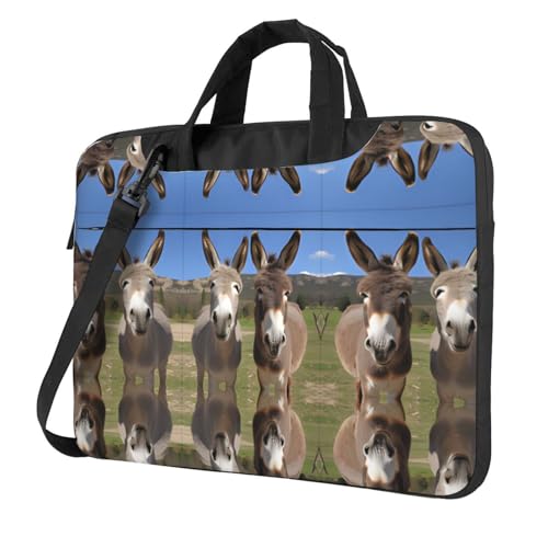 RTCVXZDSA Funny Donkeys Stilvolle Laptoptasche mit Volldruck-Design – leichte und schützende 600D Oxford Polyester Tasche mit weichem Futter, perfekt für Arbeit, Reisen und Schule, Schwarz , 14 inch von RTCVXZDSA
