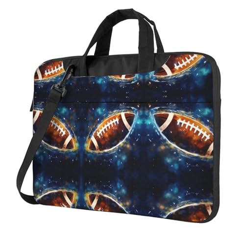 RTCVXZDSA Galaxy Space Football Stilvolle Laptoptasche mit Volldruck-Design – leichte und schützende 600D Oxford Polyester Tasche mit weichem Futter, perfekt für Arbeit, Reisen und Schule, Schwarz von RTCVXZDSA
