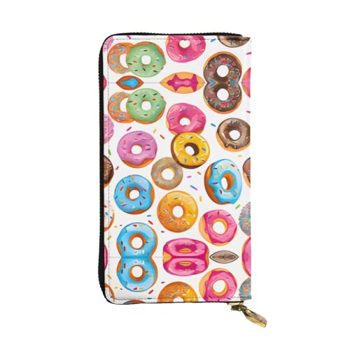 RTCVXZDSA Geldbörse aus Donut-Leder – vollständig bedrucktes Design, strapazierfähiges Kunstleder, Metall-Reißverschluss, mehrere Kartenfächer und Geldfach, perfekt für elegante Männer oder Frauen von RTCVXZDSA