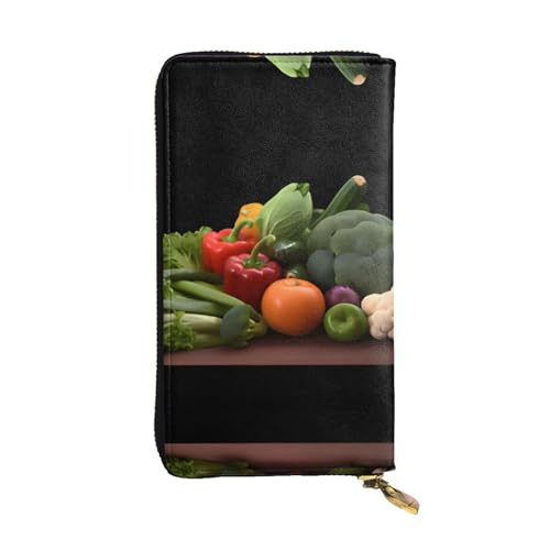 RTCVXZDSA Geldbörse aus Gemüseleder – vollständig bedrucktes Design, strapazierfähiges Kunstleder, Metall-Reißverschluss, mehrere Kartenfächer und Geldfach, perfekt für elegante Männer oder Frauen von RTCVXZDSA