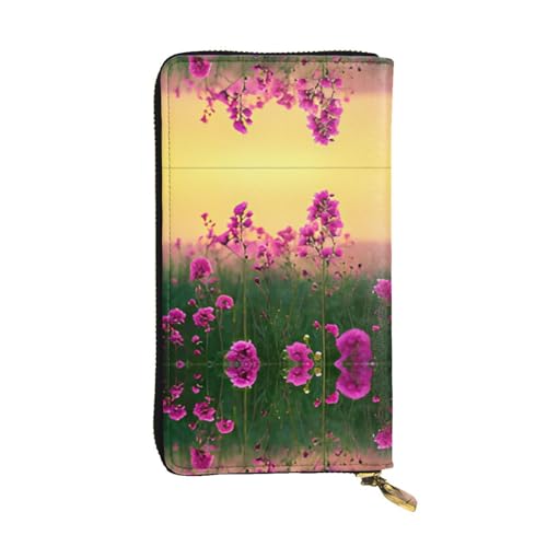 RTCVXZDSA Geldbörse aus Leder mit Blumenmuster, vollständig bedrucktes Design, strapazierfähiges Kunstleder, Metall-Reißverschluss, mehrere Kartenfächer und Geldfach, perfekt für elegante Männer oder von RTCVXZDSA