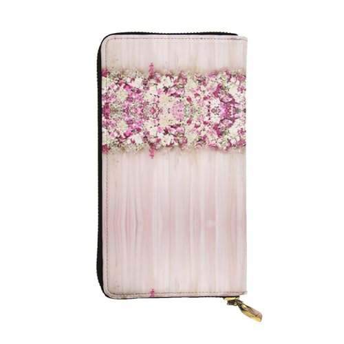 RTCVXZDSA Geldbörse aus Leder mit Blumenmuster – vollständig bedrucktes Design, strapazierfähiges Kunstleder, Metall-Reißverschluss, mehrere Kartenfächer und Geldfach, perfekt für elegante Männer oder von RTCVXZDSA