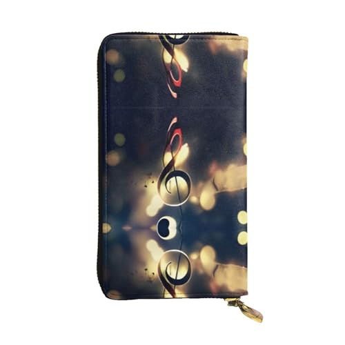 RTCVXZDSA Geldbörse aus Leder mit Musiknoten, vollständig bedrucktes Design, strapazierfähiges Kunstleder, Metall-Reißverschluss, mehrere Kartenfächer und Geldfach, perfekt für elegante Männer oder von RTCVXZDSA