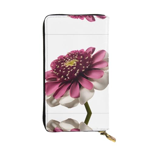 RTCVXZDSA Geldbörse aus Leder mit Rosenblüten – vollständig bedrucktes Design, strapazierfähiges Kunstleder, Metall-Reißverschluss, mehrere Kartenfächer und Geldfach, perfekt für elegante Männer oder von RTCVXZDSA