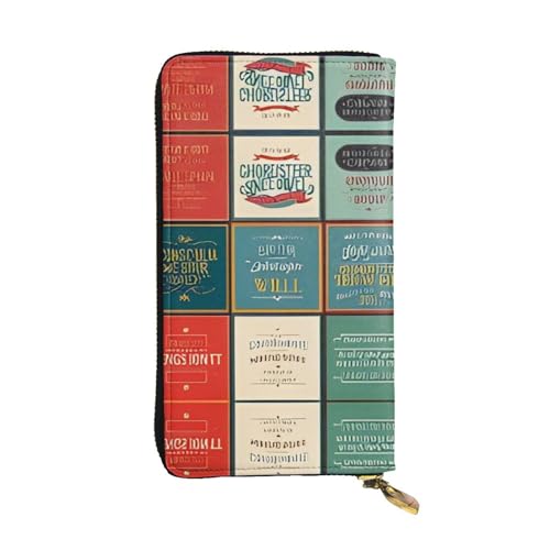 RTCVXZDSA Geldbörse aus Leder mit Sprüchen: Vollständig bedrucktes Design, strapazierfähiges Kunstleder, Metall-Reißverschluss, mehrere Kartenfächer und Geldfach, perfekt für elegante Männer oder von RTCVXZDSA