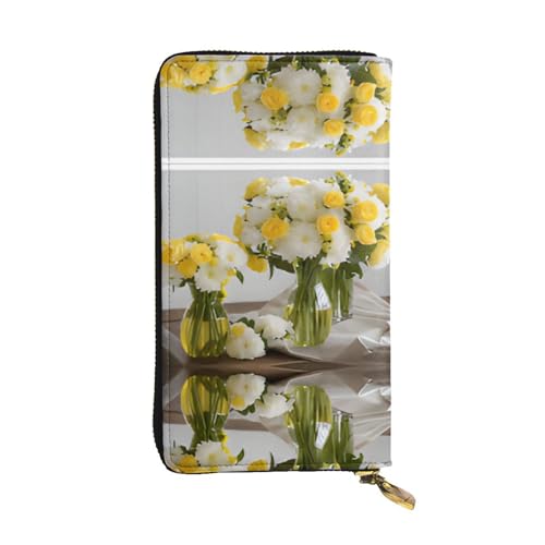 RTCVXZDSA Geldbörse aus Orchideenleder – voll bedrucktes Design, strapazierfähiges Kunstleder, Metall-Reißverschluss, mehrere Kartenfächer und Geldfach, perfekt für elegante Männer oder Frauen, ein von RTCVXZDSA