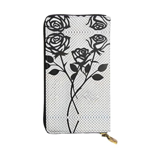 RTCVXZDSA Geldbörse aus Rosenleder – vollständig bedrucktes Design, strapazierfähiges Kunstleder, Metall-Reißverschluss, mehrere Kartenfächer und Geldfach, perfekt für elegante Männer oder Frauen, ein von RTCVXZDSA