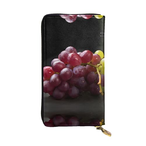 RTCVXZDSA Geldbörse aus Traubenleder – vollständig bedrucktes Design, strapazierfähiges Kunstleder, Metall-Reißverschluss, mehrere Kartenfächer und Geldfach, perfekt für elegante Männer oder Frauen von RTCVXZDSA