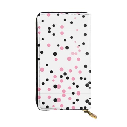 RTCVXZDSA Geldbörse aus gepunktetem Leder – vollständig bedrucktes Design, strapazierfähiges Kunstleder, Metall-Reißverschluss, mehrere Kartenfächer und Geldfach, perfekt für elegante Männer oder von RTCVXZDSA