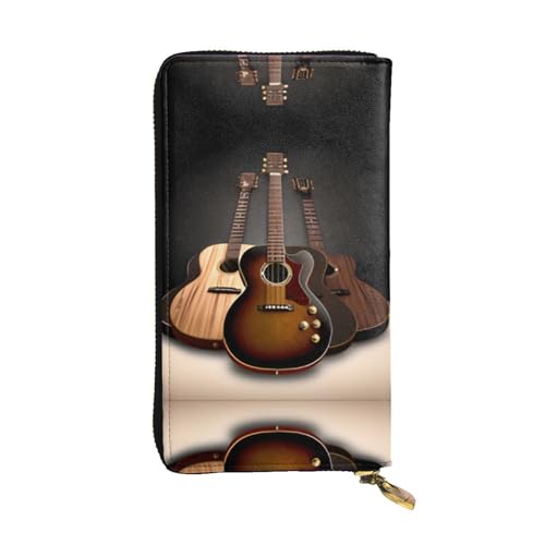 RTCVXZDSA Gitarren-Ledergeldbörse – vollständig bedrucktes Design, strapazierfähiges Kunstleder, Metall-Reißverschluss, mehrere Kartenfächer und Geldfach, perfekt für elegante Männer oder Frauen, ein von RTCVXZDSA