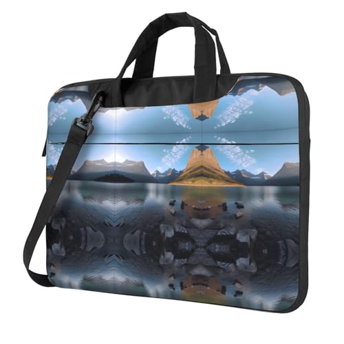 RTCVXZDSA Glacier National Park Stilvolle Laptoptasche mit Volldruck-Design – leichte und schützende 600D Oxford Polyester Tasche mit weichem Futter, perfekt für Arbeit, Reisen und Schule, Schwarz von RTCVXZDSA