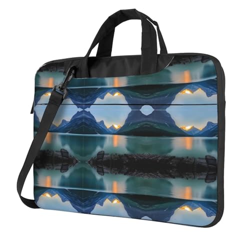 RTCVXZDSA Glacier National Park Stilvolle Laptoptasche mit Volldruck-Design – leichte und schützende 600D Oxford Polyester Tasche mit weichem Futter, perfekt für Arbeit, Reisen und Schule, Schwarz von RTCVXZDSA