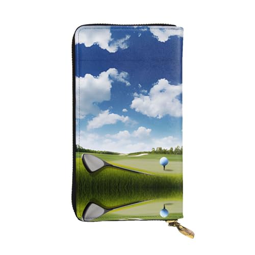 RTCVXZDSA Golfschläger-Geldbörse aus Leder – vollständig bedrucktes Design, strapazierfähiges Kunstleder, Metall-Reißverschluss, mehrere Kartenfächer und Geldfach, perfekt für elegante Männer oder von RTCVXZDSA