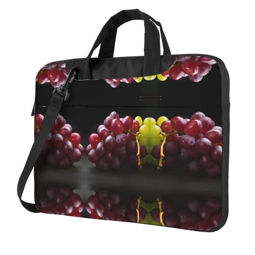 RTCVXZDSA Grape Stilvolle Laptoptasche mit Volldruck-Design – leichte und schützende 600D Oxford-Polyester-Tasche mit weichem Futter, perfekt für Arbeit, Reisen und Schule, Schwarz , 15.6 inch von RTCVXZDSA