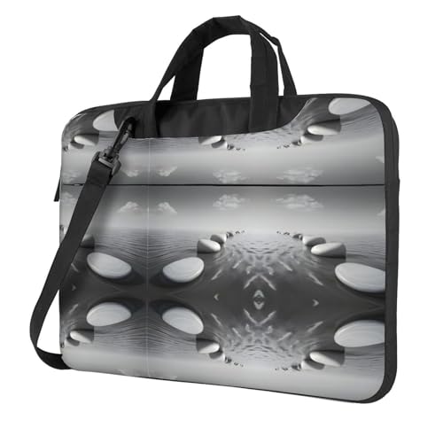 RTCVXZDSA Graue Zen Steine Bild Stilvolle Laptoptasche mit Volldruck-Design – leichte und schützende 600D Oxford Polyester Tasche mit weichem Futter, perfekt für Arbeit, Reisen und Schule, Schwarz von RTCVXZDSA