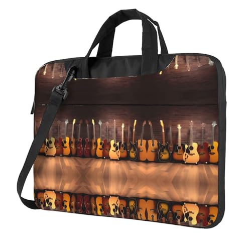 RTCVXZDSA Guitar Collection Stilvolle Laptoptasche mit Volldruck-Design – leichte und schützende 600D Oxford-Polyester-Tasche mit weichem Futter, perfekt für Arbeit, Reisen und Schule, Schwarz , 14 von RTCVXZDSA