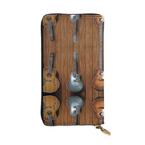RTCVXZDSA Guitars Art Ledergeldbörse – vollständig bedrucktes Design, strapazierfähiges Kunstleder, Metall-Reißverschluss, mehrere Kartenfächer und Geldfach, perfekt für elegante Männer oder Frauen von RTCVXZDSA