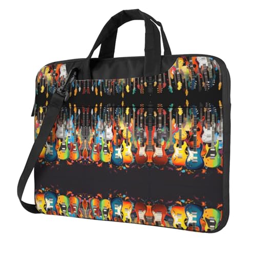 RTCVXZDSA Guitars Stilvolle Laptoptasche mit Volldruck-Design – leichte und schützende 600D Oxford-Polyester-Tasche mit weichem Futter, perfekt für Arbeit, Reisen und Schule, Schwarz , 13 inch von RTCVXZDSA