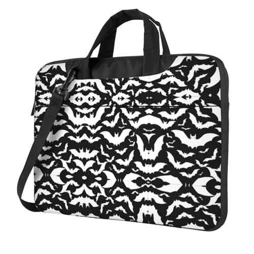 RTCVXZDSA Halloween Flying Bats Stilvolle Laptoptasche mit Volldruck-Design – leichte und schützende 600D Oxford Polyester Tasche mit weichem Futter, perfekt für Arbeit, Reisen und Schule, Schwarz von RTCVXZDSA